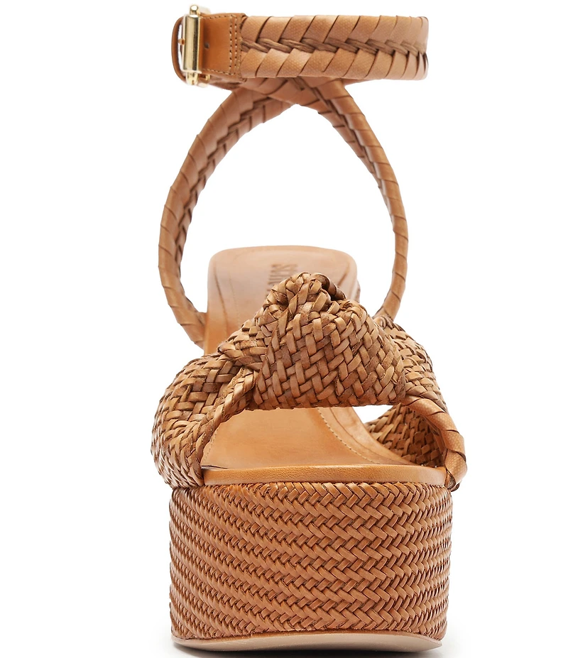 Schutz Khari Platform Woven Ankle Strap Dress Sandals