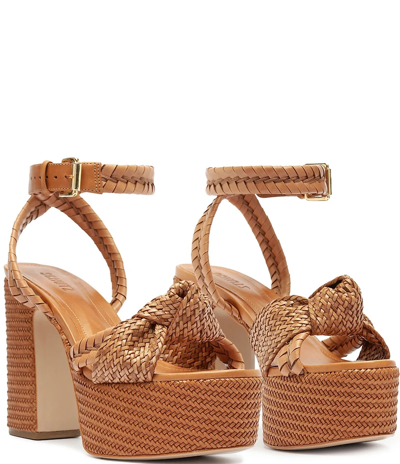 Schutz Khari Platform Woven Ankle Strap Dress Sandals