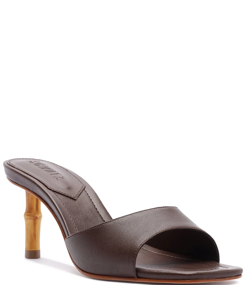 Schutz Leena Bamboo Leather Dress Slide Sandals