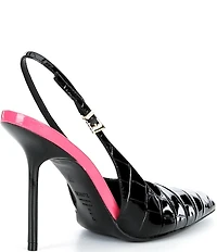 Schutz Leona Croco Embossed Patent Leather Slingback Pumps