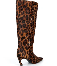 Schutz Lexi Leopard Print Calf Hair Pointed Toe Tall Boots