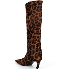 Schutz Lexi Leopard Print Calf Hair Pointed Toe Tall Boots