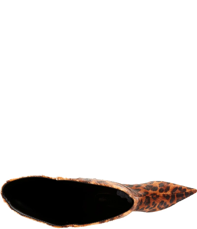 Schutz Lexi Leopard Print Calf Hair Pointed Toe Tall Boots