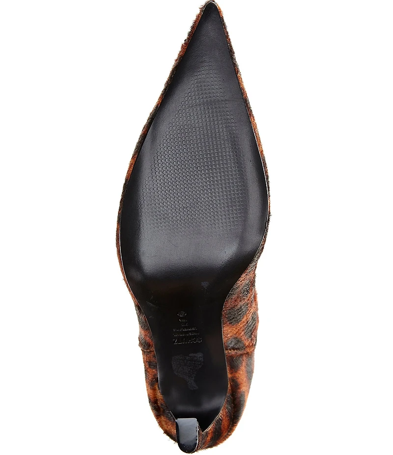 Schutz Lexi Leopard Print Calf Hair Pointed Toe Tall Boots