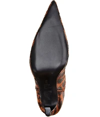 Schutz Lexi Leopard Print Calf Hair Pointed Toe Tall Boots