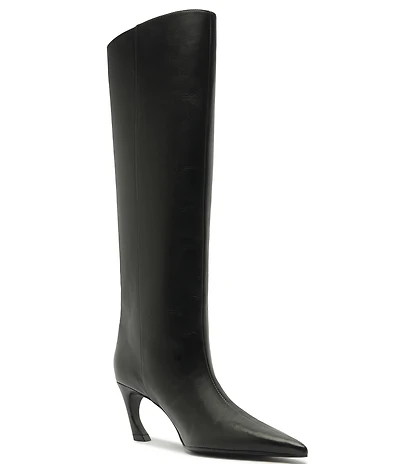 Schutz Lexi Mid Leather Pointed Toe Tall Boots