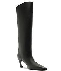 Schutz Lexi Mid Leather Pointed Toe Tall Boots