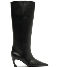 Schutz Lexi Mid Leather Pointed Toe Tall Boots