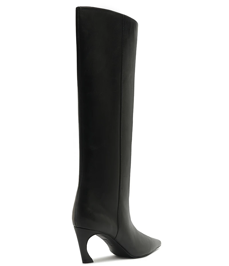 Schutz Lexi Mid Leather Pointed Toe Tall Boots