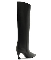 Schutz Lexi Mid Leather Pointed Toe Tall Boots