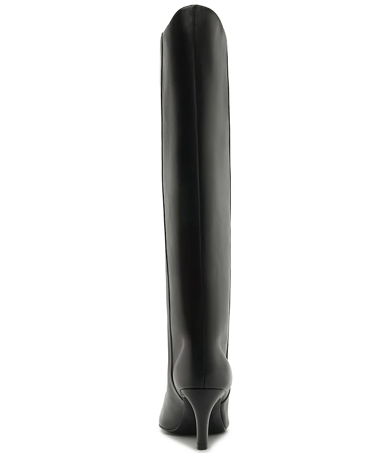 Schutz Lexi Mid Leather Pointed Toe Tall Boots