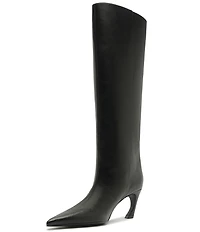 Schutz Lexi Mid Leather Pointed Toe Tall Boots