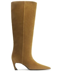 Schutz Lexi Mid Suede Pointed Toe Tall Boots