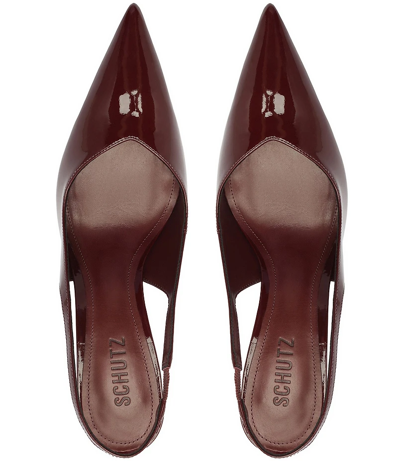 Schutz Lexi Patent Leather Slingback High Heel Pointed Toe Pumps