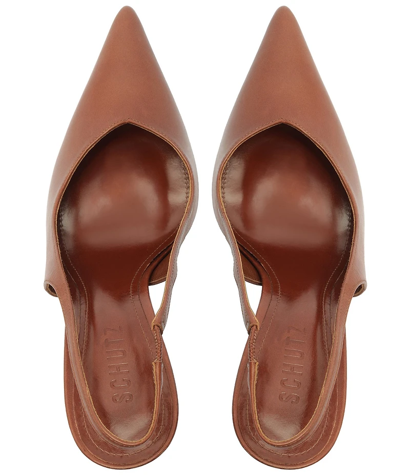 Schutz Lexi Sling Leather Pointed Toe Pumps