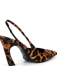 Schutz Lexi Sling Leopard Print Calf Hair Pointed Toe Slingback Pumps