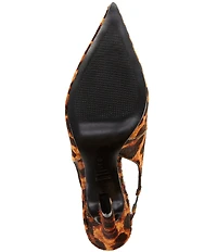 Schutz Lexi Sling Leopard Print Calf Hair Pointed Toe Slingback Pumps