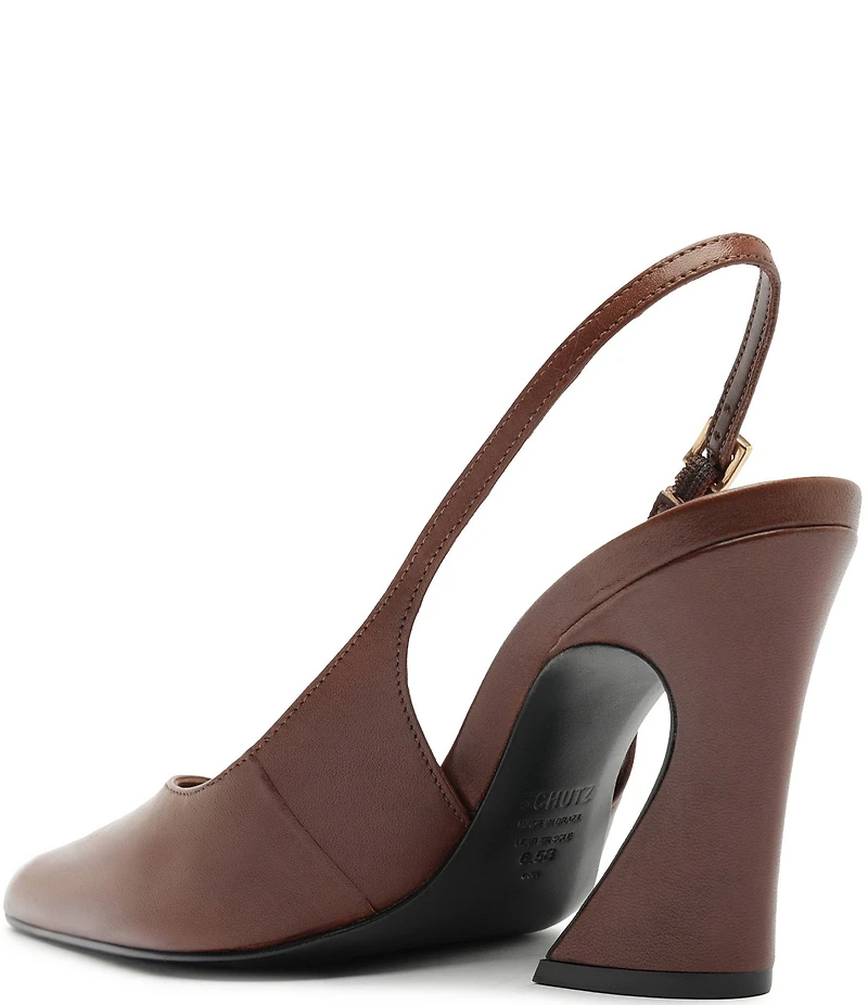 Schutz Lexi Slingback Leather Pointed Toe Pumps
