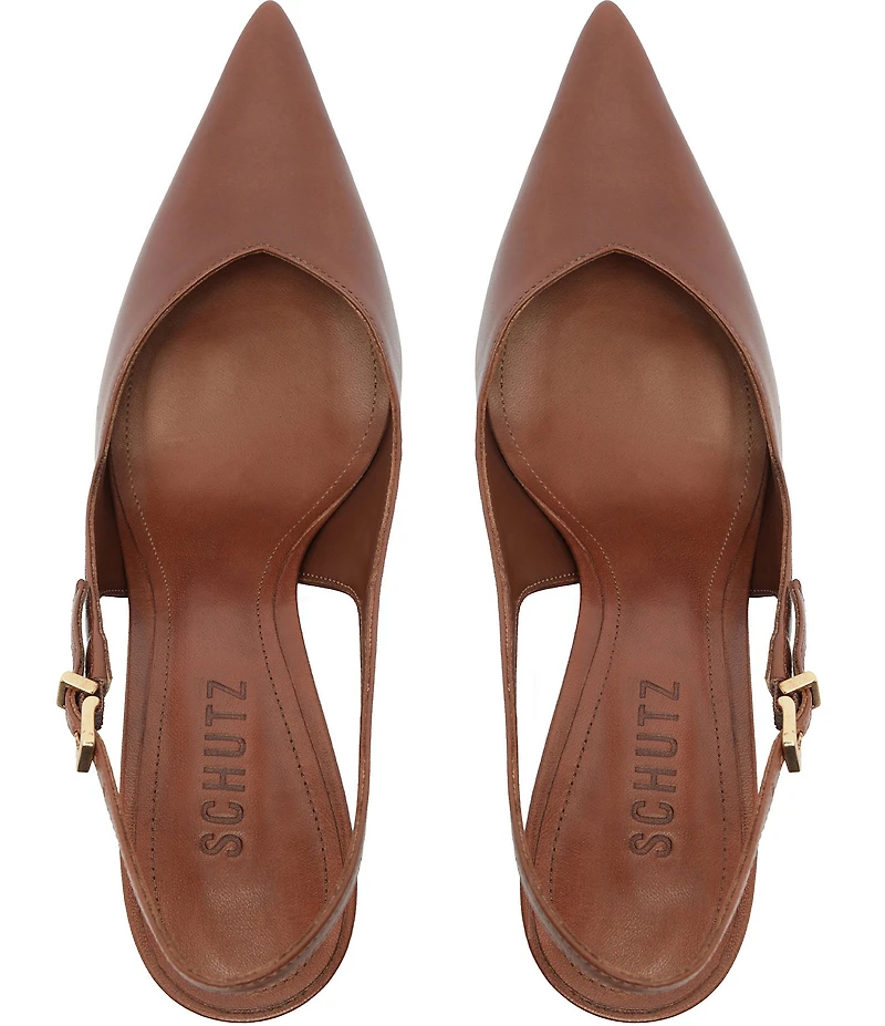 Schutz Lexi Slingback Leather Pointed Toe Pumps