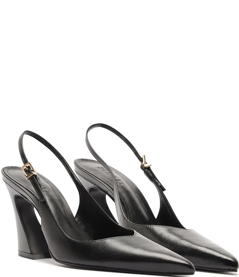 Schutz Lexi Slingback Leather Pointed Toe Pumps