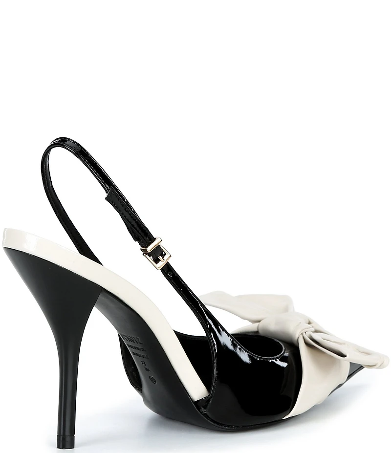 Schutz Liora Patent Leather Bow Pointed Slingback Stiletto Pumps