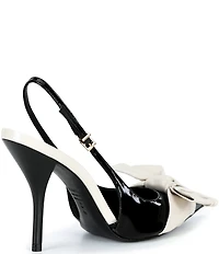 Schutz Liora Patent Leather Bow Pointed Slingback Stiletto Pumps