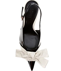 Schutz Liora Patent Leather Bow Pointed Slingback Stiletto Pumps