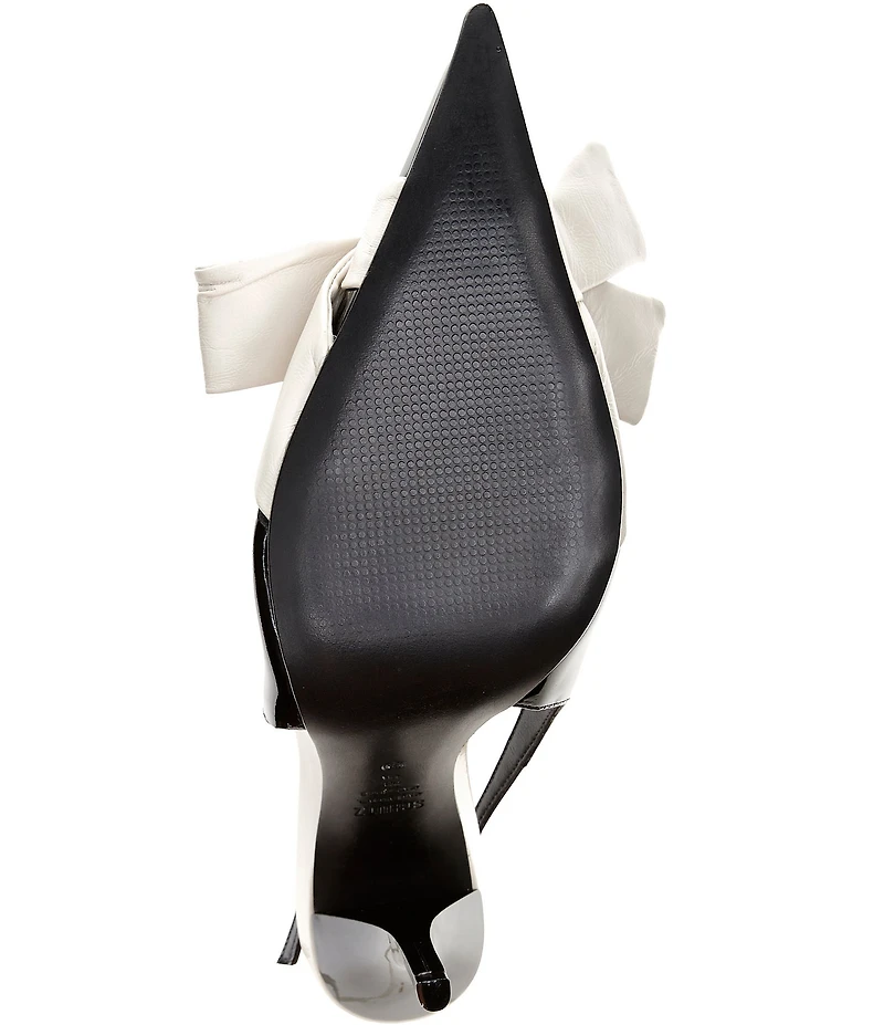 Schutz Liora Patent Leather Bow Pointed Slingback Stiletto Pumps