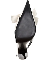 Schutz Liora Patent Leather Bow Pointed Slingback Stiletto Pumps