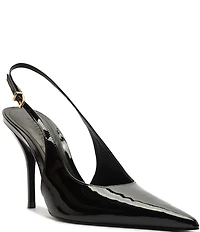 Schutz Liora Patent Leather Pointed Slingback Stiletto Pumps