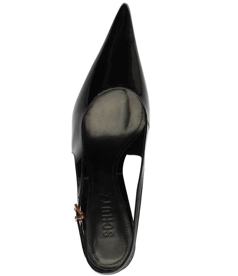 Schutz Liora Patent Leather Pointed Slingback Stiletto Pumps