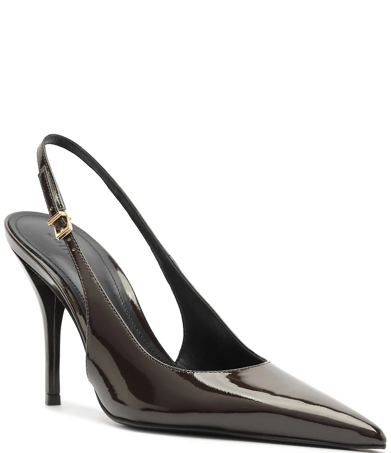 Schutz Liora Patent Leather Pointed Slingback Stiletto Pumps