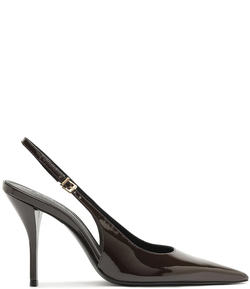 Schutz Liora Patent Leather Pointed Slingback Stiletto Pumps