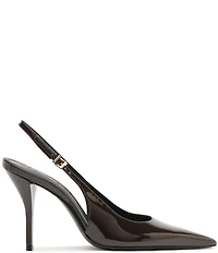 Schutz Liora Patent Leather Pointed Slingback Stiletto Pumps