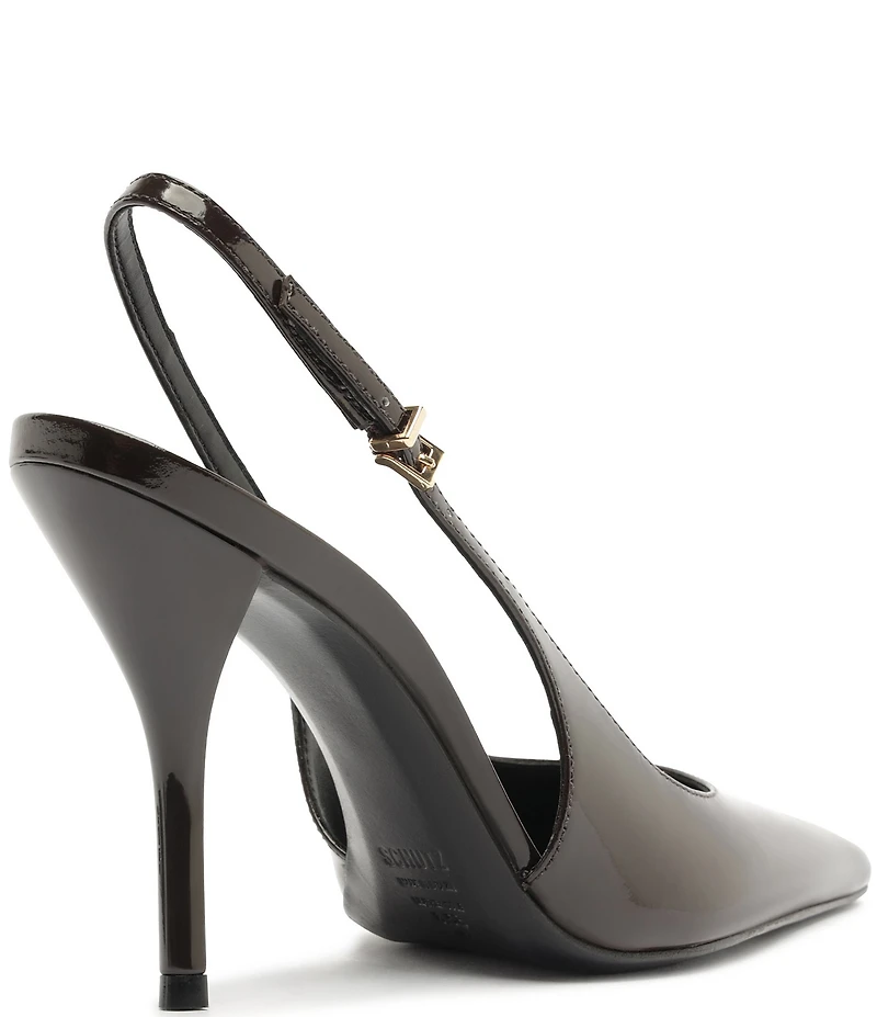 Schutz Liora Patent Leather Pointed Slingback Stiletto Pumps