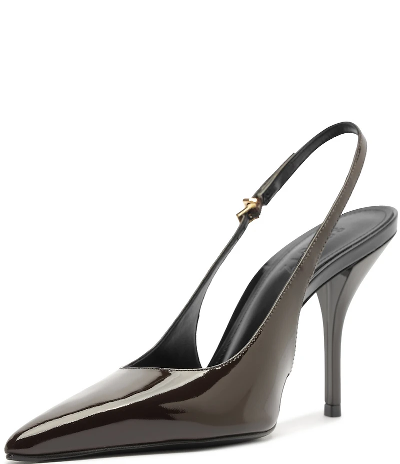 Schutz Liora Patent Leather Pointed Slingback Stiletto Pumps
