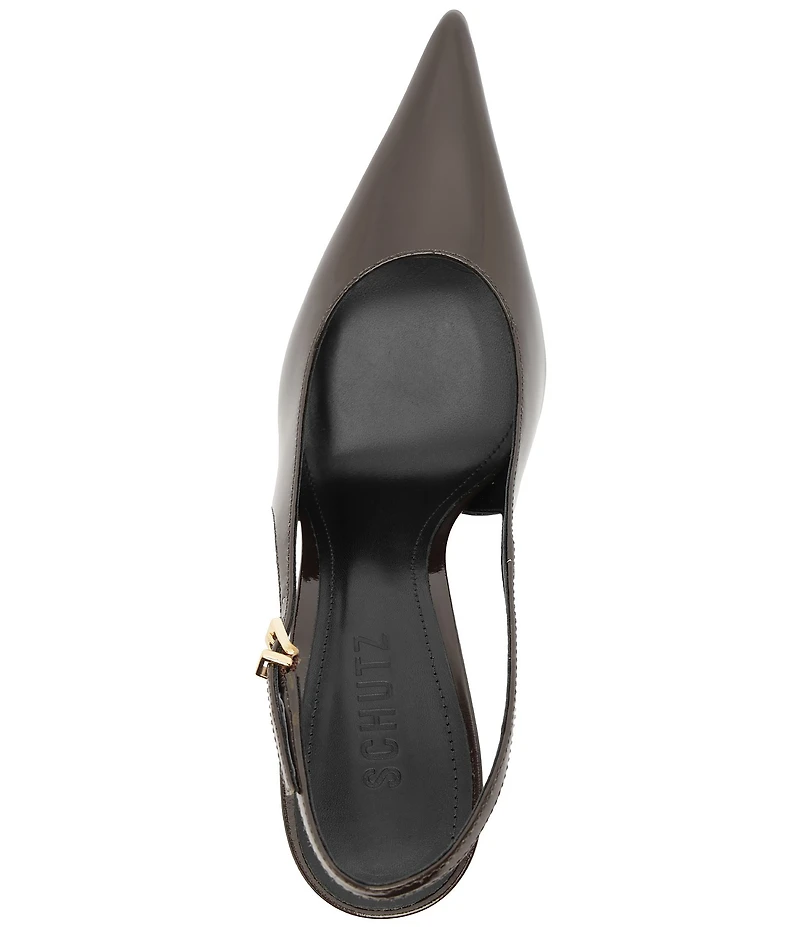 Schutz Liora Patent Leather Pointed Slingback Stiletto Pumps