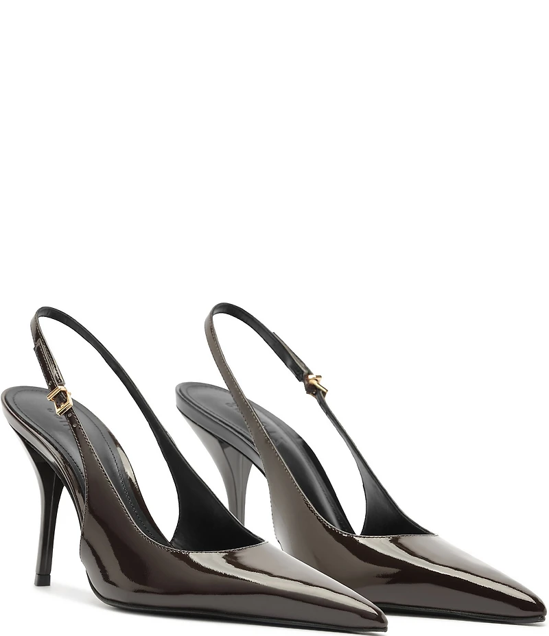 Schutz Liora Patent Leather Pointed Slingback Stiletto Pumps