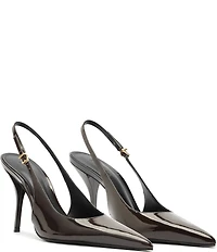 Schutz Liora Patent Leather Pointed Slingback Stiletto Pumps