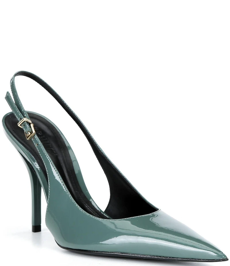 Schutz Liora Patent Leather Pointed Slingback Stiletto Pumps