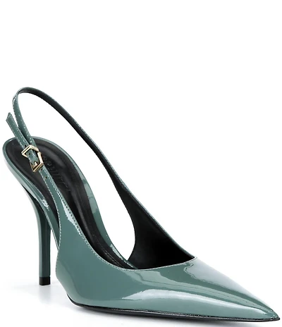 Schutz Liora Patent Leather Pointed Slingback Stiletto Pumps