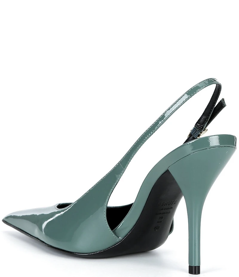 Schutz Liora Patent Leather Pointed Slingback Stiletto Pumps