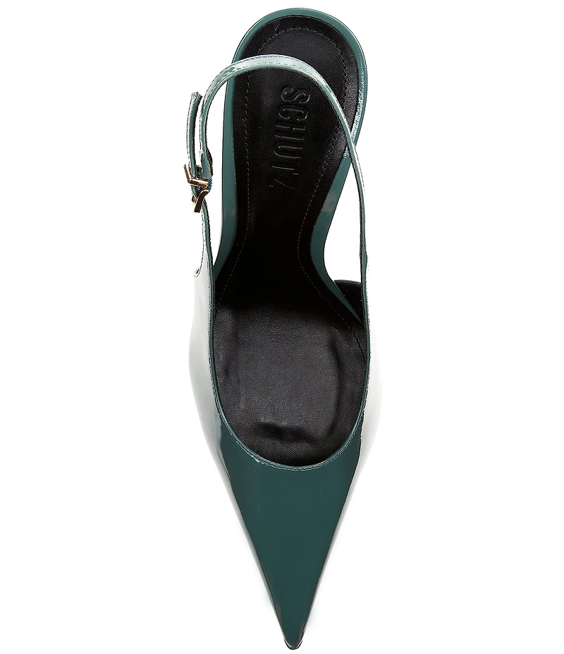 Schutz Liora Patent Leather Pointed Slingback Stiletto Pumps