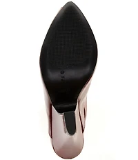 Schutz Liv Patent Leather Pointed Peep Toe Ankle Strap Sculpted Wedge Pumps