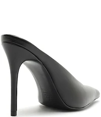 Schutz Loren Leather High Vamp Pointed Toe Dress Mules