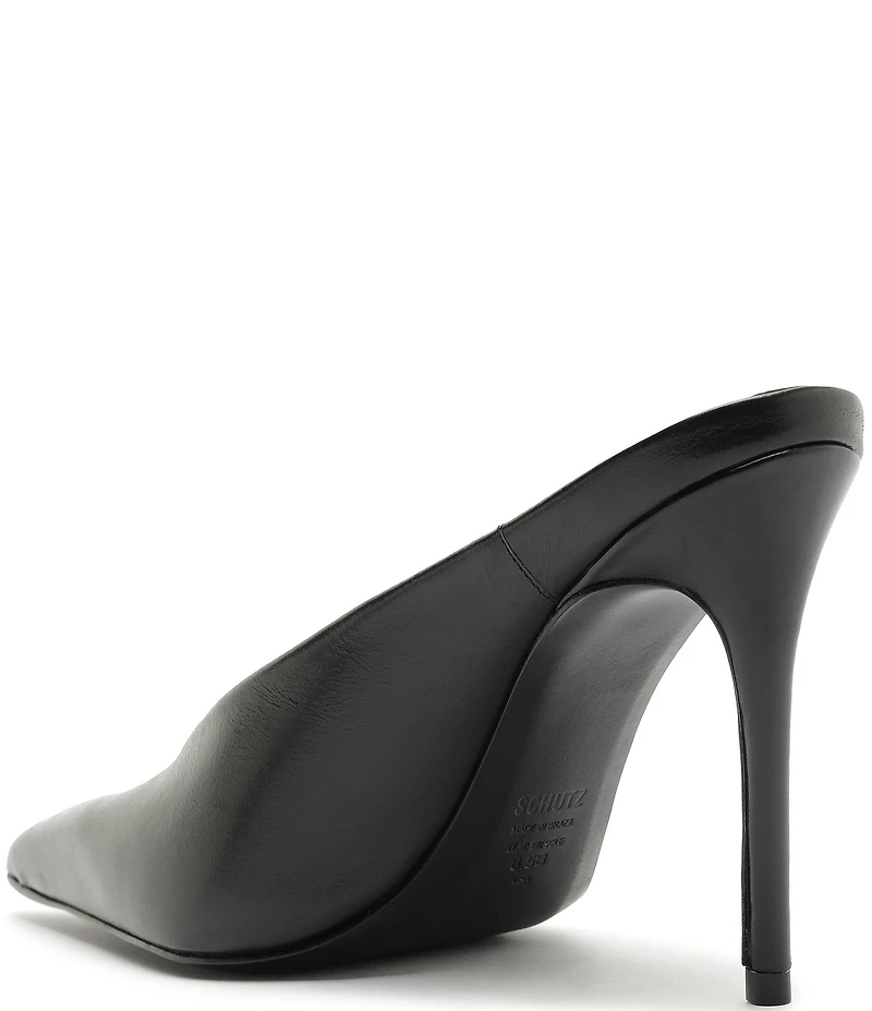 Schutz Loren Leather High Vamp Pointed Toe Dress Mules