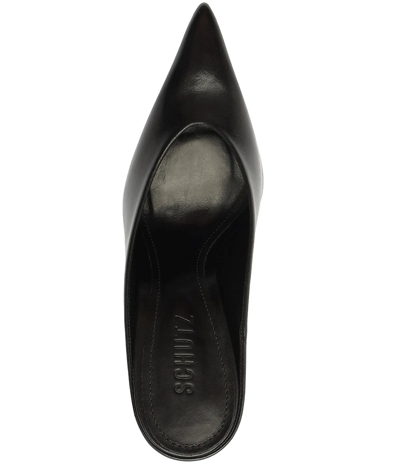 Schutz Loren Leather High Vamp Pointed Toe Dress Mules