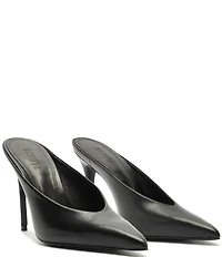 Schutz Loren Leather High Vamp Pointed Toe Dress Mules