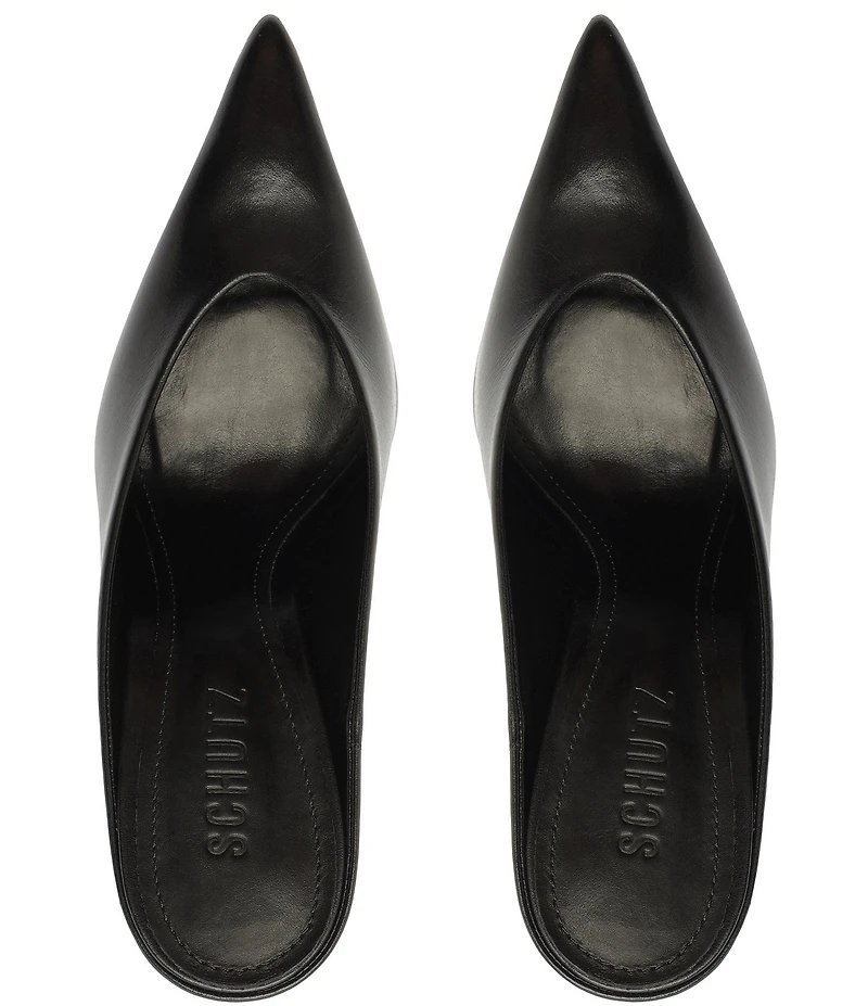 Schutz Loren Leather High Vamp Pointed Toe Dress Mules