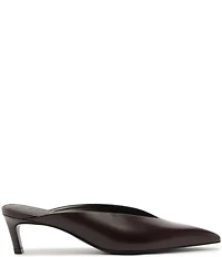 Schutz Loren Mid Leather Pointed Toe Kitten Heel Dress Mules